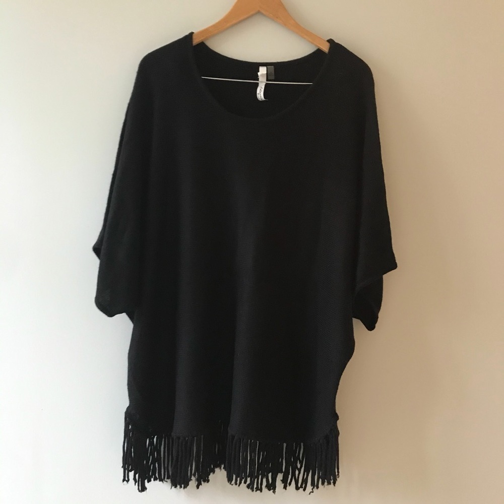 EUC NY Collection Black Poncho Sweater 2X​​​​​​
